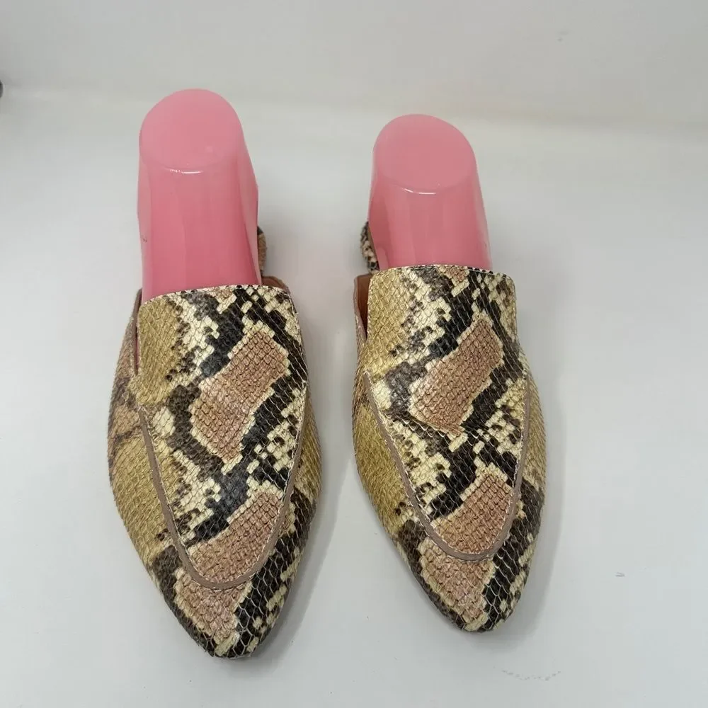MADEWELL Womens Shoes FRANCES Skimmer Mules Snake Print Size 9 1/2‎
